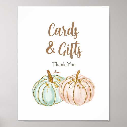 Mint and Peach Pumpkin Cards and Gifts Sign