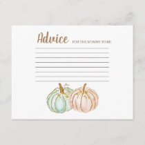 Mint and Peach Pumpkin Gender Reveal Advice Card