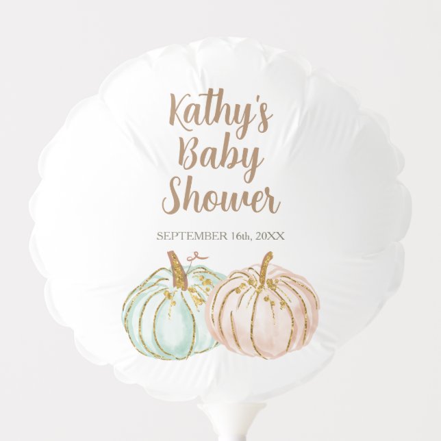 Mint and Peach Pumpkin Gender Reveal Balloons (Front)