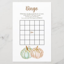 Mint and Peach Pumpkin Gender Reveal Bingo Game