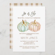 Mint and Peach Pumpkin Gender Reveal Invitation