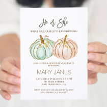 Mint and Peach Pumpkin Gender Reveal Invitation