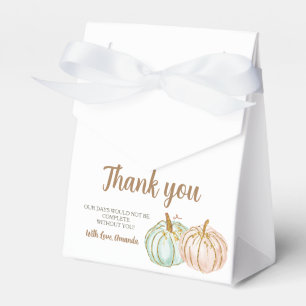 Mint and Peach Pumpkin Gender Reveal Party Favor Boxes