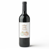 Mint and Peach Pumpkin Gold Glitter Wine Bottle Wine Label