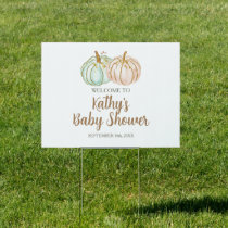 Mint and Peach Pumpkin Gold Welcome Banner Sign