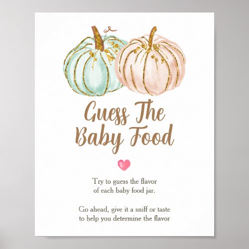 Mint and Peach Pumpkin Guess the Baby Food Sign