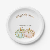 Mint and Peach Pumpkin Party Paper Plates