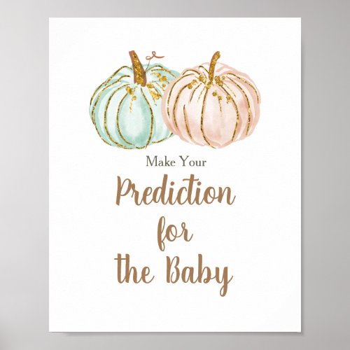 Mint and Peach Pumpkin Predictions for baby Poster