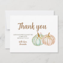 Mint and Peach Pumpkin Reveal Thank you card