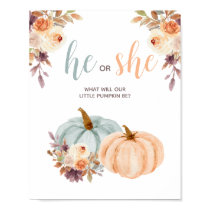 Mint and Peach Pumpkin Rustic Floral Voting Board Poster