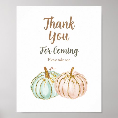 Mint and Peach Pumpkin Thank you for coming Poster