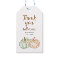 Mint and Peach Pumpkin Thank You Tag. Gift Tags