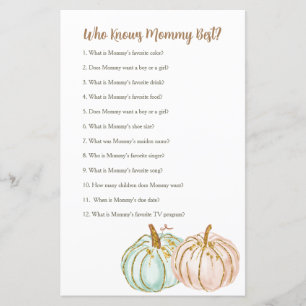 Mint and Peach Pumpkin Who Knows Mommy Best Game