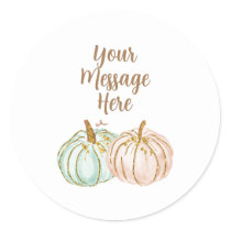 Mint and Peach Pumpkin Your Message Here Sticker