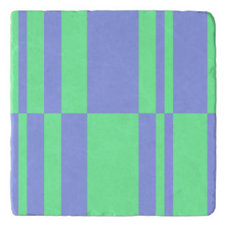 Mint and Periwinkle Large Scale Abstract Stripes Trivet