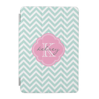 Mint and Pink Chevron Custom Monogram iPad Mini Cover