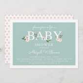 Mint and pink Floral Baby Shower Invitation (Front/Back)