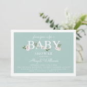 Mint and pink Floral Baby Shower Invitation (Standing Front)