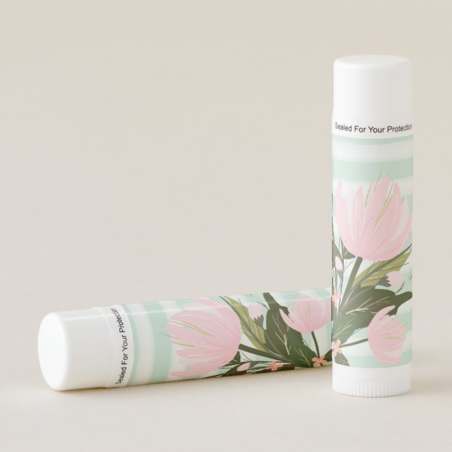 Mint and Pink Floral Lip Balm (Front)