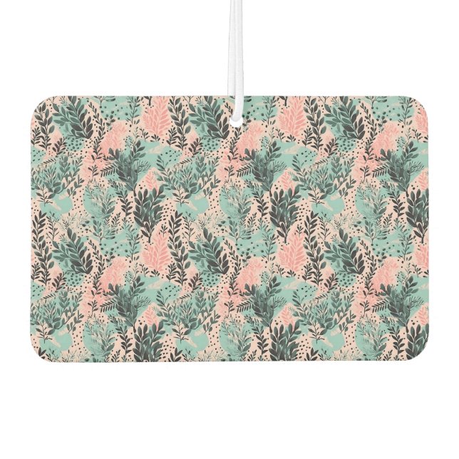 Mint and Pink Forest Pattern Air Freshener (Front)