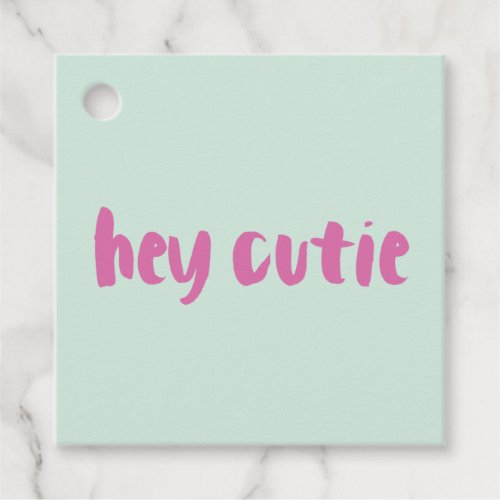 Mint and Pink Hey Cutie XOXO Valentine Gift Tags