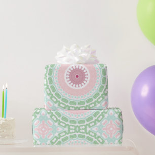 Mint and Pink Modern Mandala Pattern Wrapping Paper