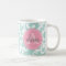 Mint and Pink Monogrammed Damask Print