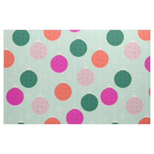 Mint and Pink Pickleball Themed Christmas Fabric (Fat Quarter)