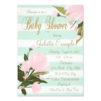 Mint and Pink Stripe Baby Shower Card