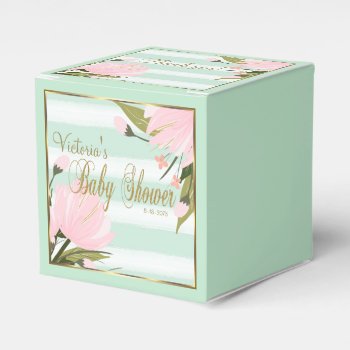 Mint And Pink Stripe Baby Shower Favor Boxes by BabyCentral at Zazzle