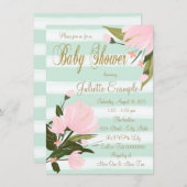 Mint and Pink Stripe Baby Shower Invitation (Front/Back)