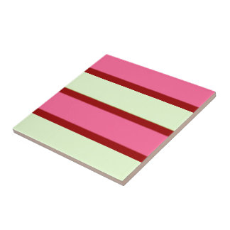 Mint And Pink Stripes Tile