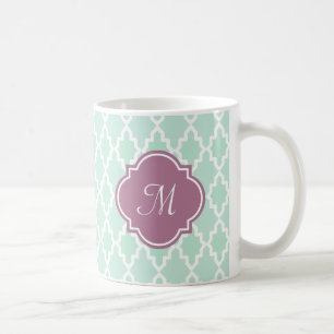 Mint and Plum Moroccan Monogram Coffee Mug