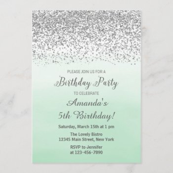 Mint And Silver Birthday Invitation by melanileestyle at Zazzle