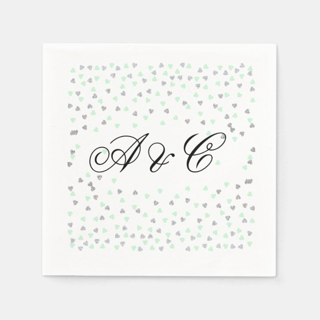 Mint and Silver Party Napkins (Front)