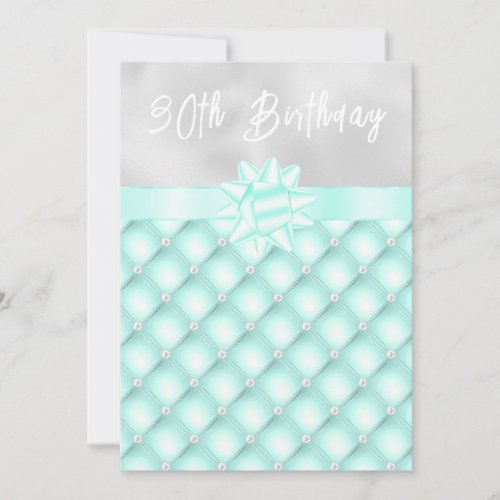 Mint and Silver Tufted Pearls Birthday Party Invitation