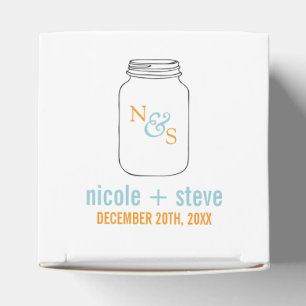 Mint and Tangerine Mason Jar Monogram Wedding Favor Boxes