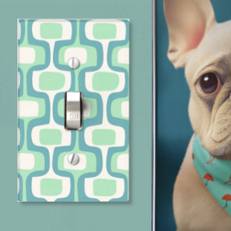 Mint and Teal  Mid-Century Modern Pattern Light Switch Cover
