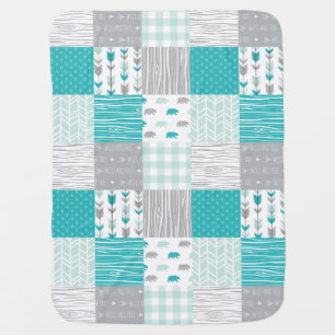 Mint and Teal Modern Woodland Baby Blanket