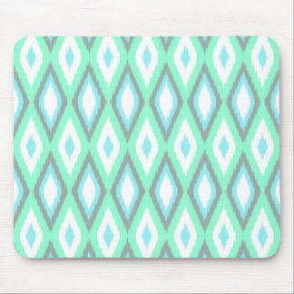 Mint and Turquoise Ikat Pattern Mouse Pad