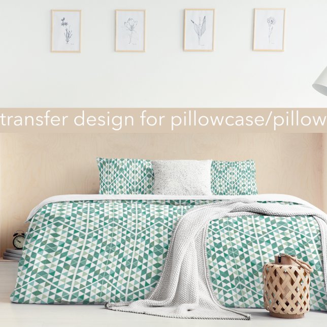 Mint and White Aztec Geometric Diamond Pattern Duvet Cover (Creator Uploaded)