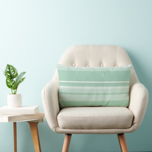 Mint and White Banded Stripe Lumbar Pillow