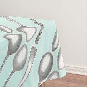 Mint and White Cute Beads Coral Pattern Tablecloth