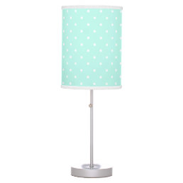 Mint and white delicate polka dot table lamp