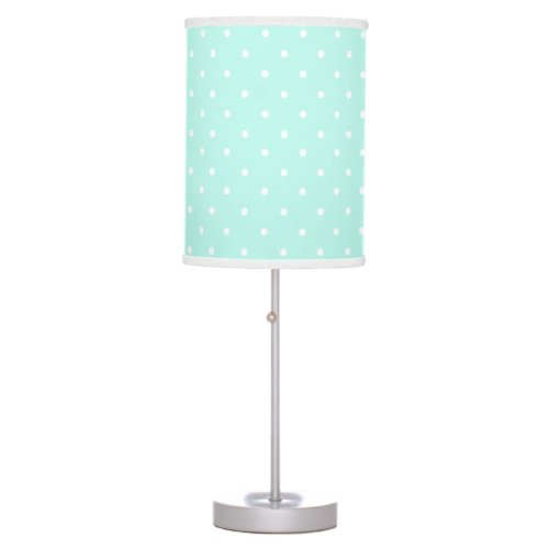 Mint and white delicate polka dot table lamp