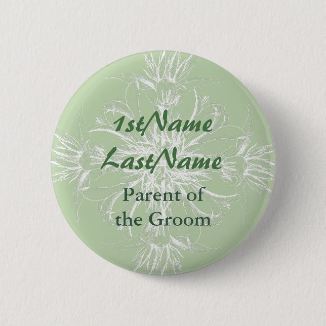 Mint and White Floral ID Tag Button (Front)