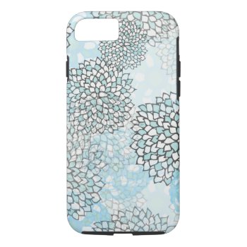 Mint And White Flower Burst Design Iphone 8/7 Case by greatgear at Zazzle