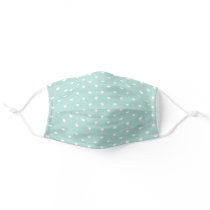 Mint and White Heart Pattern Adult Cloth Face Mask