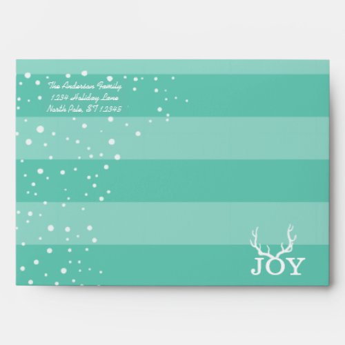 Mint and White Joy Deer Antlers Merry Christmas Envelope