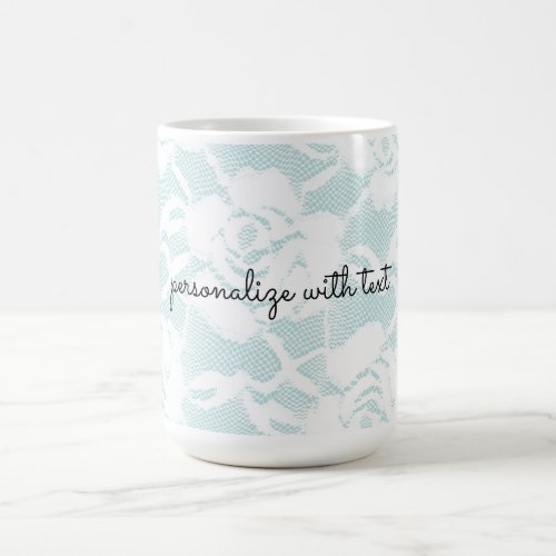 Mint and white lace roses floral  coffee mug